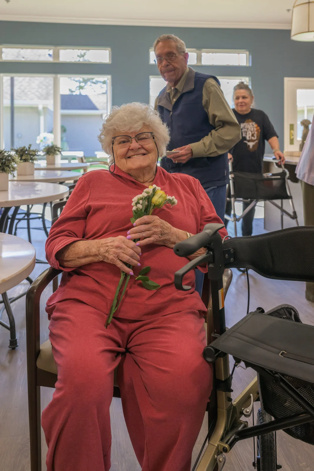 Resident with Flowers