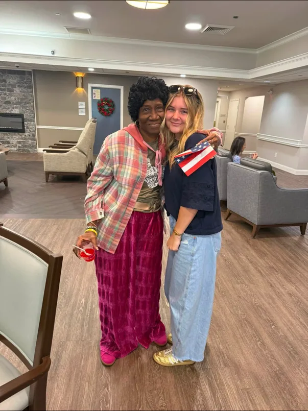 Resident and Volunteer at Patriotic Event